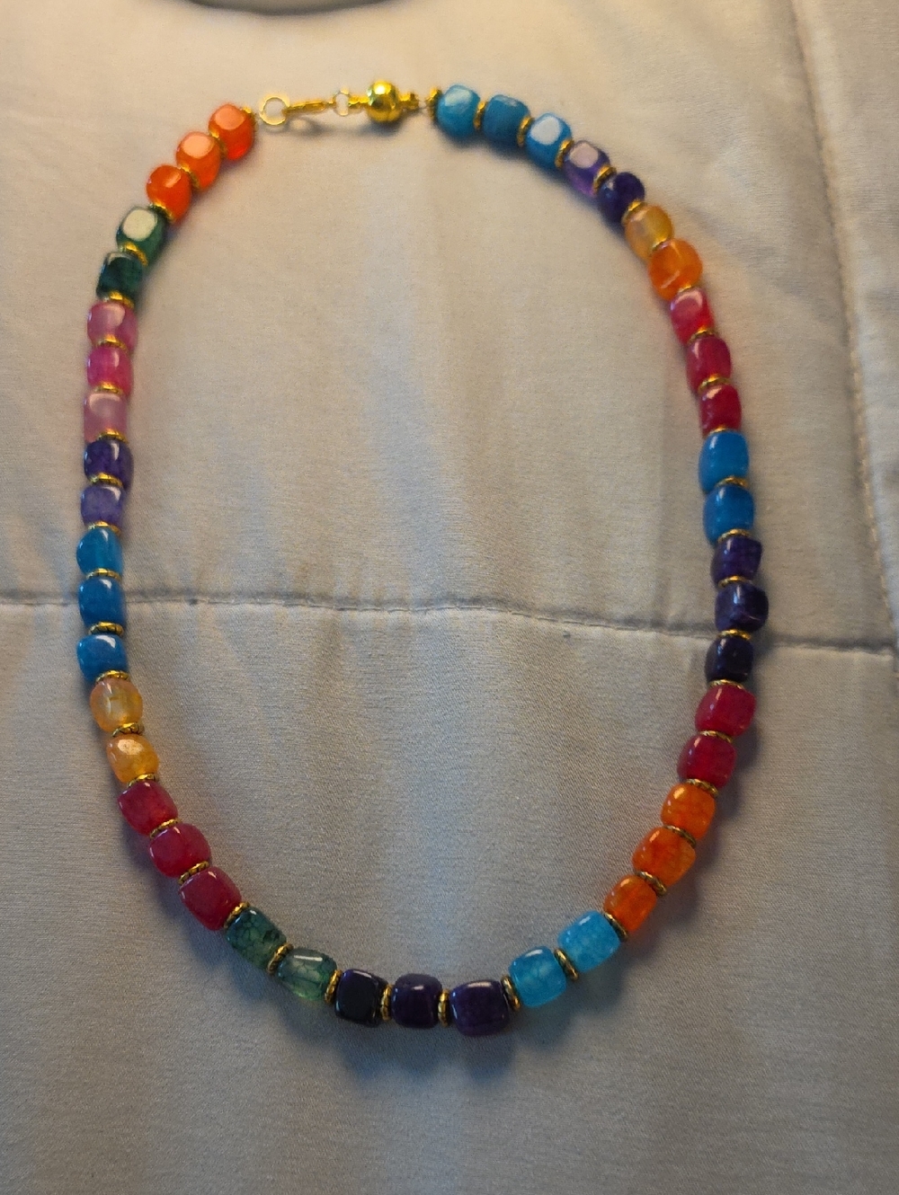 Multicolor Beaded Necklace - Vibrant Gemtone Accent